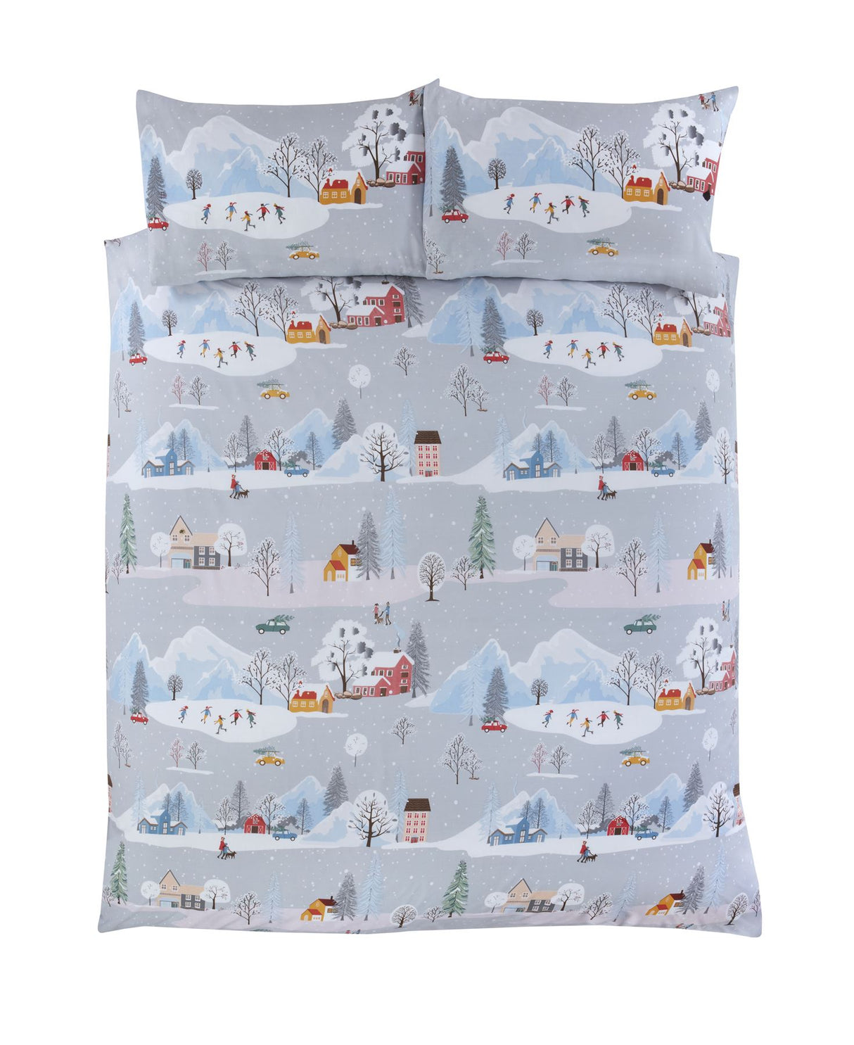 Beautiful Winter Town Duvet Set with festive design