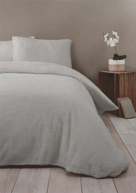 Deep navy Teddy Fleece Duvet Set in plush fabric, perfect for winter nights and cosy sleep