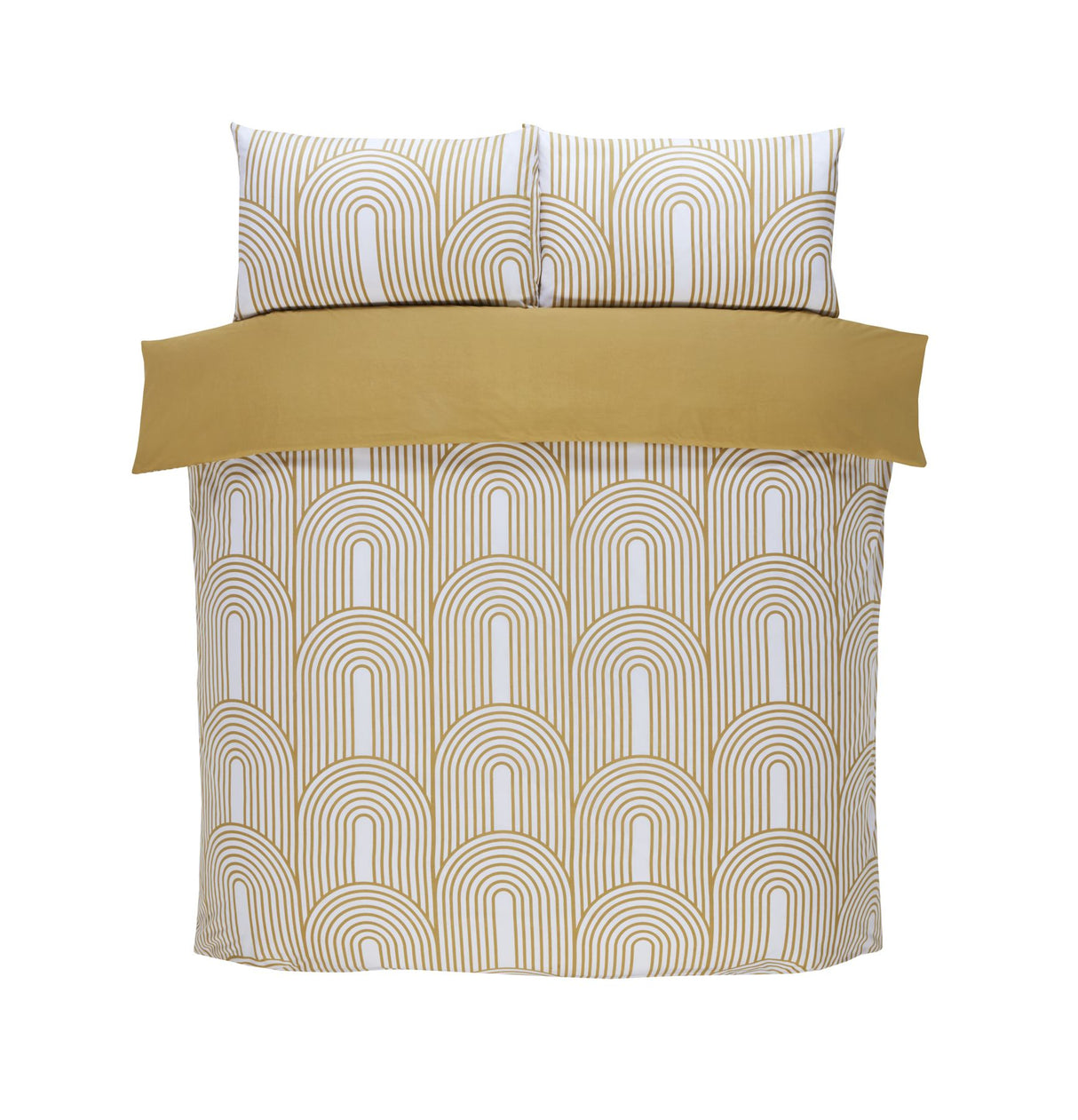King size Arches Duvet Set in blue, featuring a bold geometric pattern and soft, easycare fabric