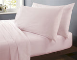 Luxurious brushed cotton sheet set in soft pastel blue with a smooth finish