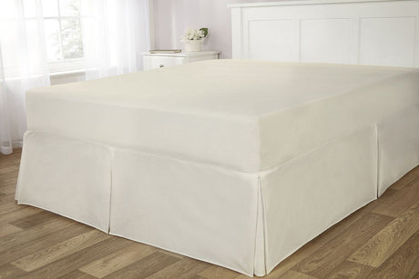 A close-up view of the Easy Fit Valance Sheet in white with a velcro attachment mechanism