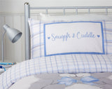 Easycare fabric single duvet cover with panel printed pillowcase and popper closing mechanism