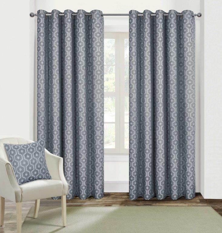 Coordinating curtains available for milano cushions in woven jacquard fabric