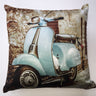 A fun and quirky photographic Italian scooter printed onto luxuriously soft velvet cushion