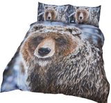 Double-sized duvet cover with bear winter scene and easycare fabric, includes matching pillowcases