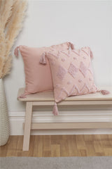 Close-up of the Juniper Tufted Cushion showcasing its plush, 43x43cm size and high-quality cotton fabric