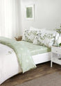 Luxurious Shadow Complete Bedding Set featuring green and white floral print with easycare fabric