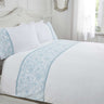Pretty butterfly duvet set with scalloped edge and floral cutwork band