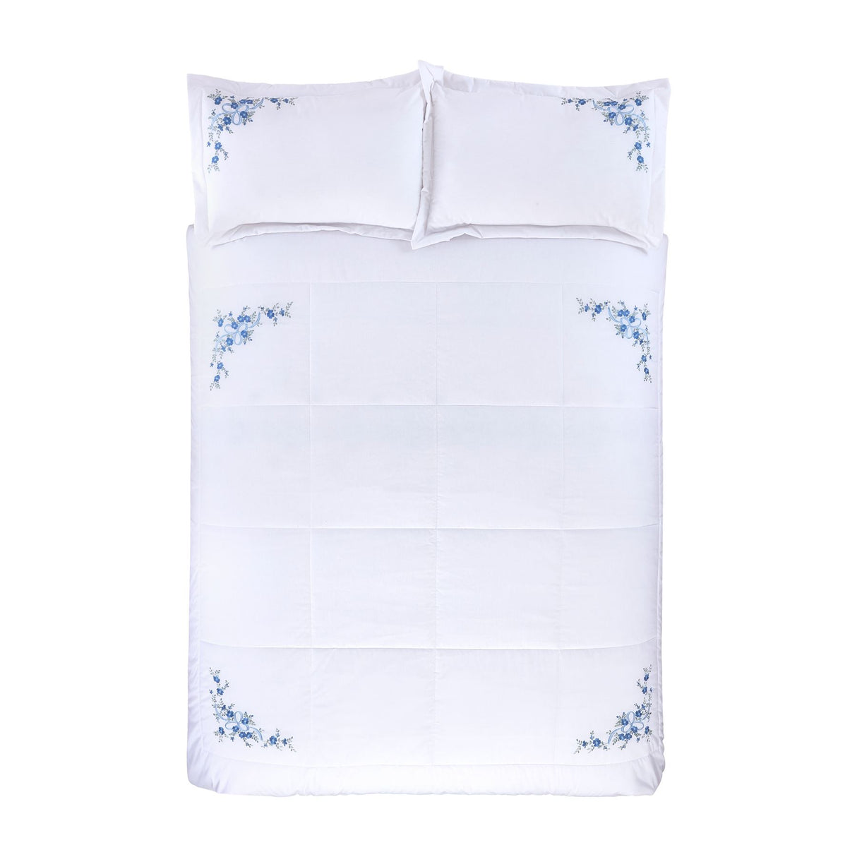 Floral Ribbon Bedspread Blue