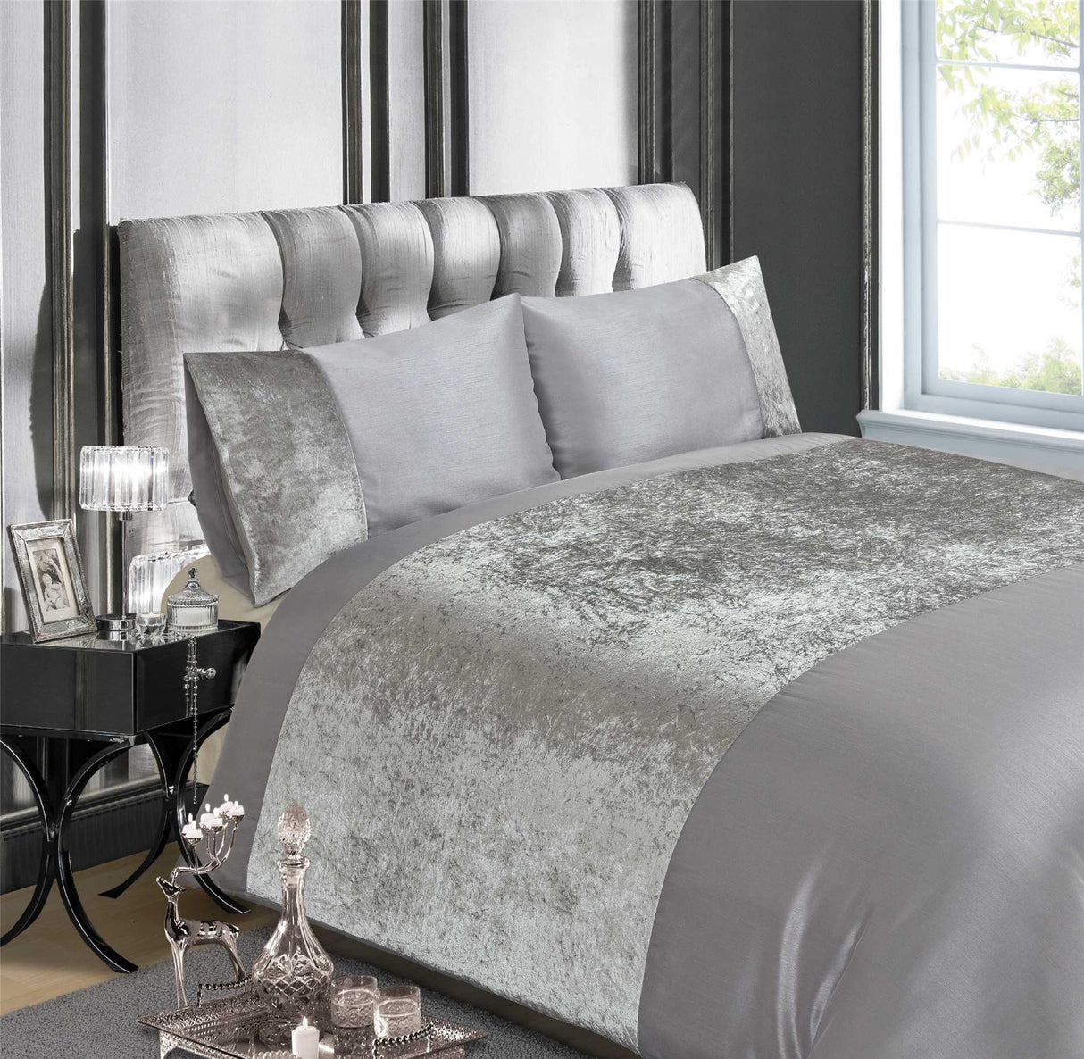 Close-up of the sumptuous velvet fabric showcasing its soft, inviting surface perfect for relaxing evenings