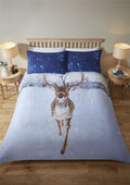 A cosy Montrose Stag duvet set featuring a charming photographic stag design, perfect for festive winter nights