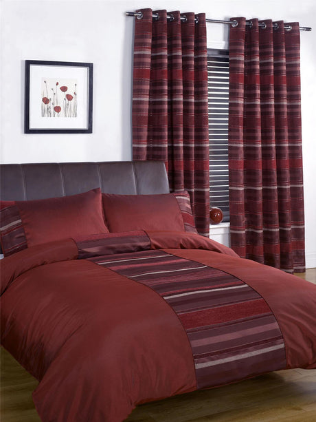 Single New York duvet set showcasing luxurious fabric and contrasting chenille stripe design for a glamorous bedroom look