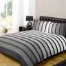 Modern banded stripe Soho duvet cover with matching pillowcases in neutral colours