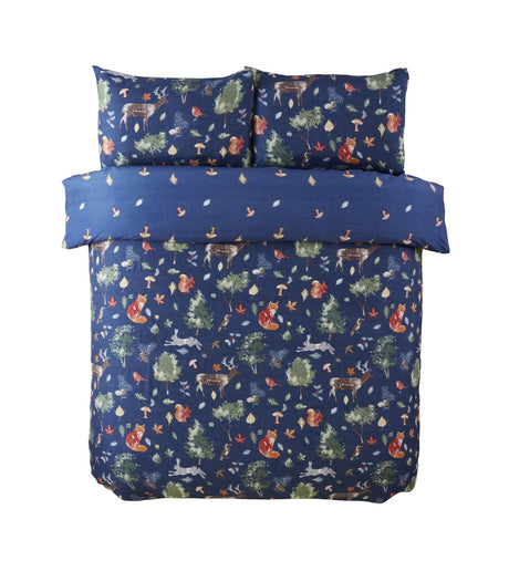 Full view of the Autumn Forest Duvet Set arranged on a bed, highlighting its rich autumn colour palette