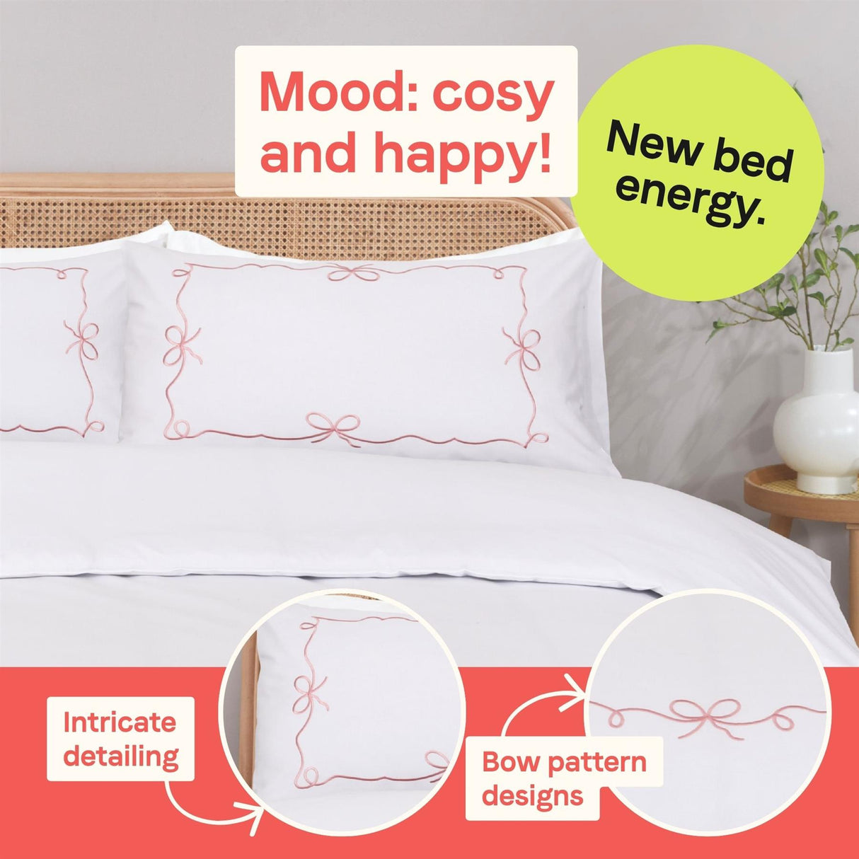 Embroidered Bows Duvet Set