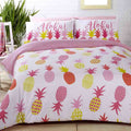 Reversible duvet set with contemporary hawaiian pineapple print design 