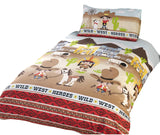  Decorated with a charming cowboy and his dog on the pillowcase, matching the wild west adventure theme of the duvet set