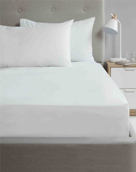 Cream Happy Home Budget Sheet Set designed with 180 thread count microfibre for softness, durability, and hassle-free maintenance