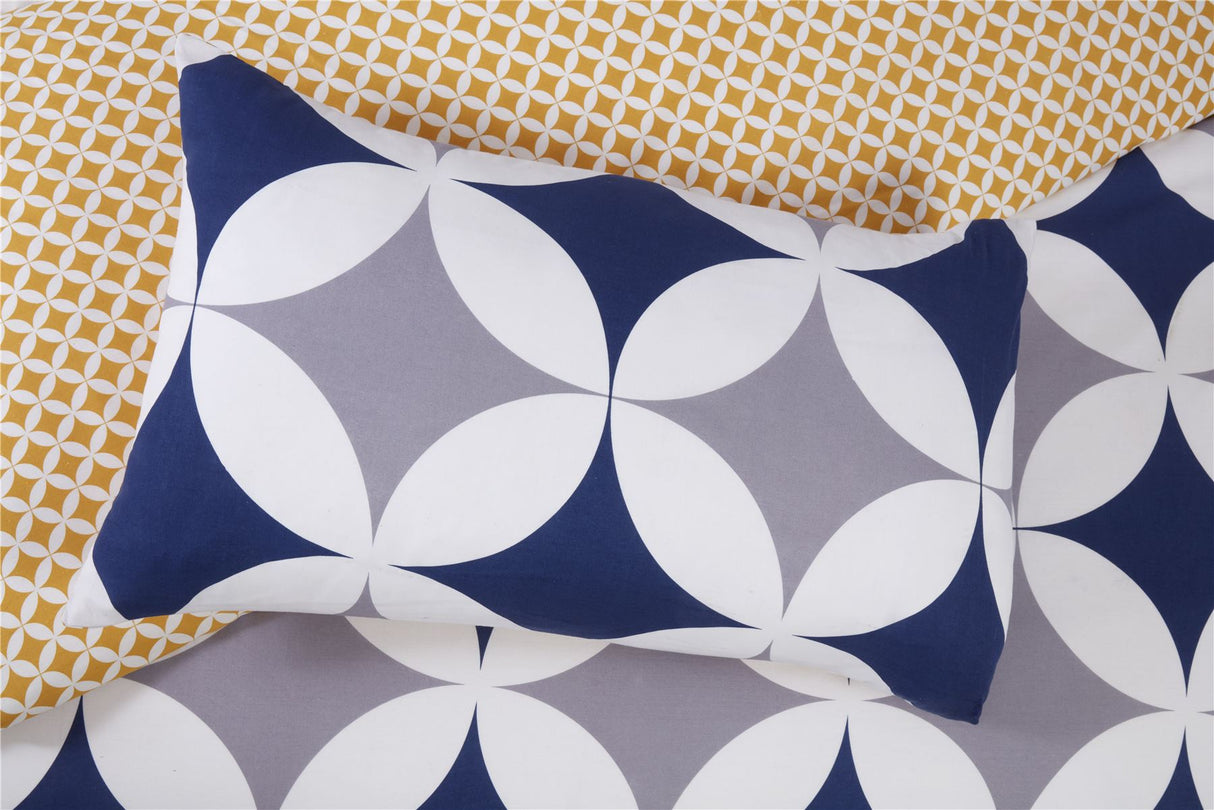 King size geo duvet cover with contemporary geometric design and easy-care fabric