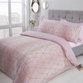 Stylish Calvin duvet set featuring a geometric design on textured ombre background