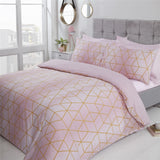 Stylish Calvin duvet set featuring a geometric design on textured ombre background