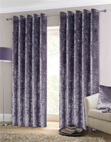 Luxurious crushed velvet curtains with modern eyelet header and full lining