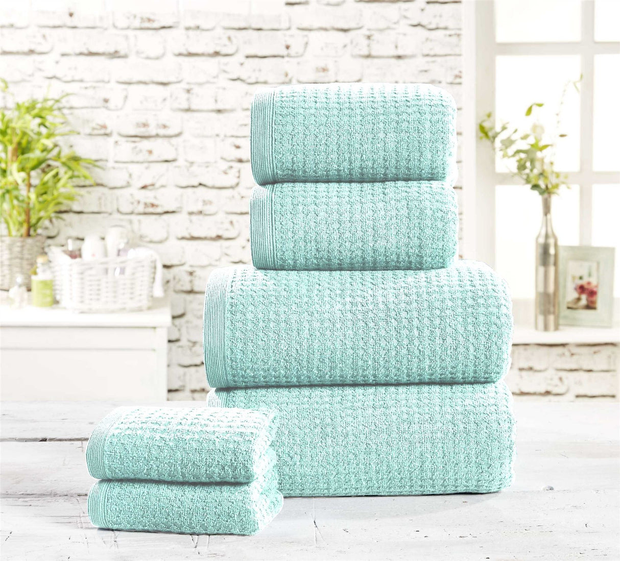 Soft and absorbent waffle towel made from 100% cotton fabric