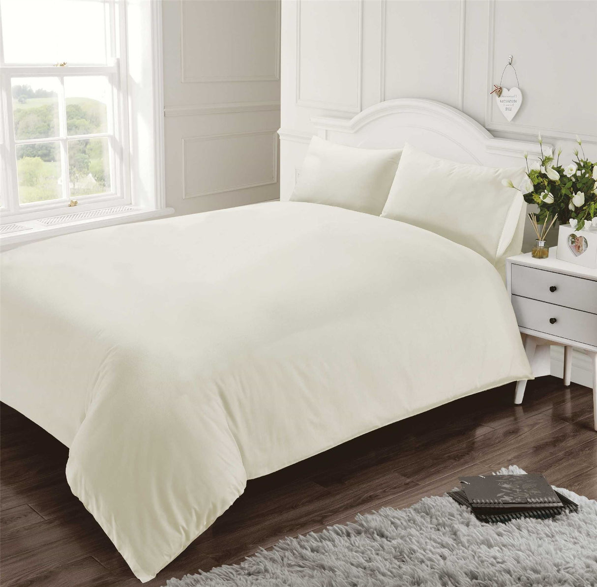  Soft, cool & comfortable 100% cotton duvet set and pillowcase in timeless white