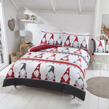 Festive Gonks Duvet Set featuring colourful gonk motifs with a scandi winter décor aesthetic