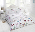 A vintage watercolour butterfly and leaf design duvet set in three sizes with matching pillowcases