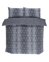 Modern Calvin duvet set showcasing a sophisticated geometric pattern on a textured, ombre fabric background
