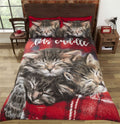 Cuddle Cats Duvet Set featuring snuggly kittens on tartan background, available in single, double, and kingsize with matching pillowcases Popper closing mechanism and easycare fabric