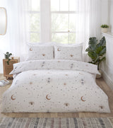 Luxurious Manifesting Duvet Set with calming colours and subtle patterns in a serene bedroom