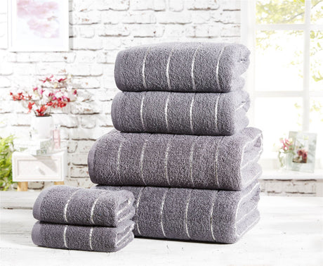 Two Sandringham bath sheets with elegant metallic stripe details, perfect for luxurious drying