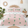King size duvet cover with matching pillowcases displaying cheerful plant-themed artwork perfect for plant lovers