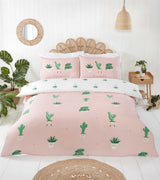 King size duvet cover with matching pillowcases displaying cheerful plant-themed artwork perfect for plant lovers