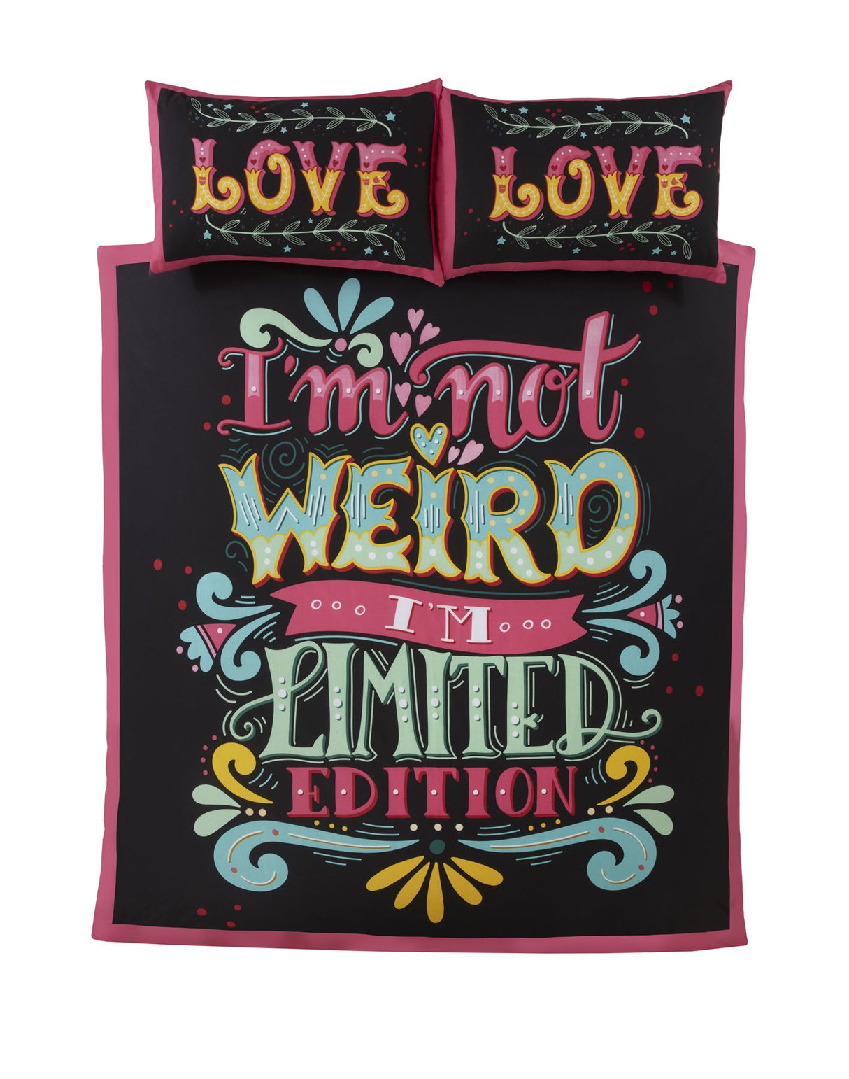  Fun and colourful limited edition bedding with words printed 