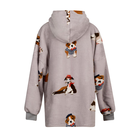 Warm sherpa fleece lining hoodie with trendy dog designs, perfect for all ages