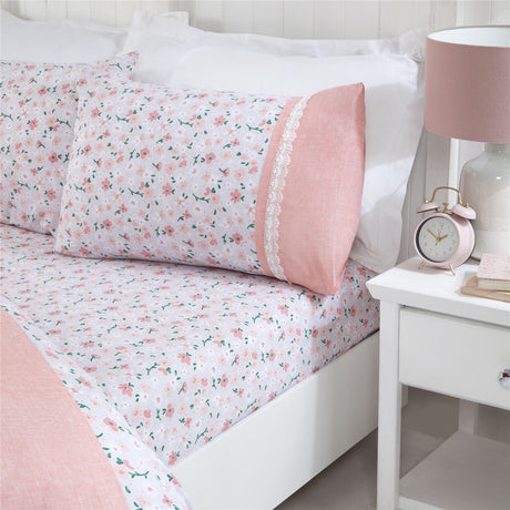 The Penelope Duvet Cover with a traditional floral design and easycare fabric features