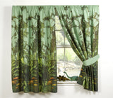 Pair of lined, energy-efficient 66x72 inch curtains with header tape, featuring a vibrant T Rex jungle design to complement the T Rex duvet set
