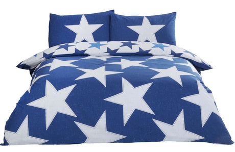 Single size duvet cover with popper closure and star print design for a stylish bedroom update